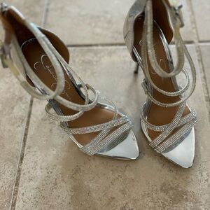 Jessica Simpson Silver Strappy Heels Perfect For the Holidays